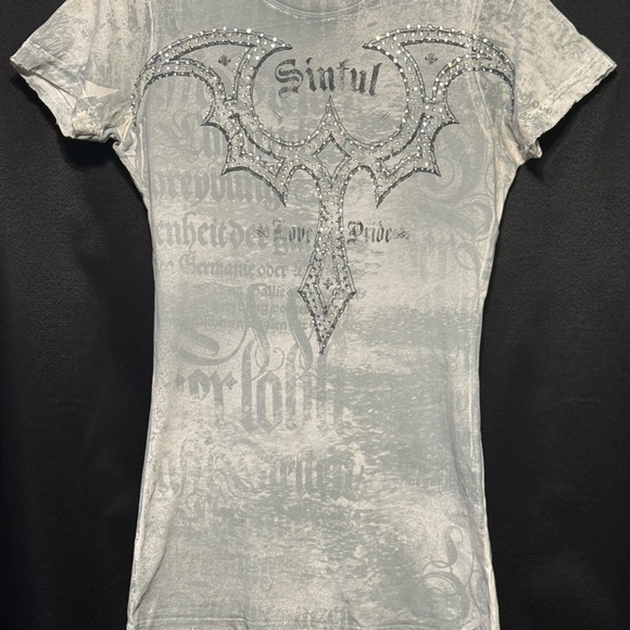Sinful Tee with Rhinestone Design - Picture 4 of 7